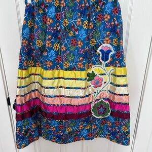Plus size Indigenous made Floral Multicolor Ribbon Skirt